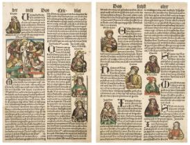 Schedel (Hartman, 1440 - 1515). Printed leaves from the Nuremberg Chronicle, circa 1493, and other