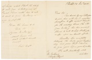 Peninsular War. Autograph Letter Signed, ‘John Croft’, Pinhill, 26 January 1812