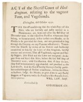Broadside. Act of the Sheriff-Court of Haddingtoun, relating to the vagrant poor..., 1750