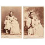 China & Far East. Two cabinet cards of a Chinese nurse and her European charges