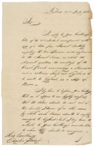 Peninsular War. Autograph Letter Signed, ‘John Jeffrey’, Lisbon, 2 July 1812