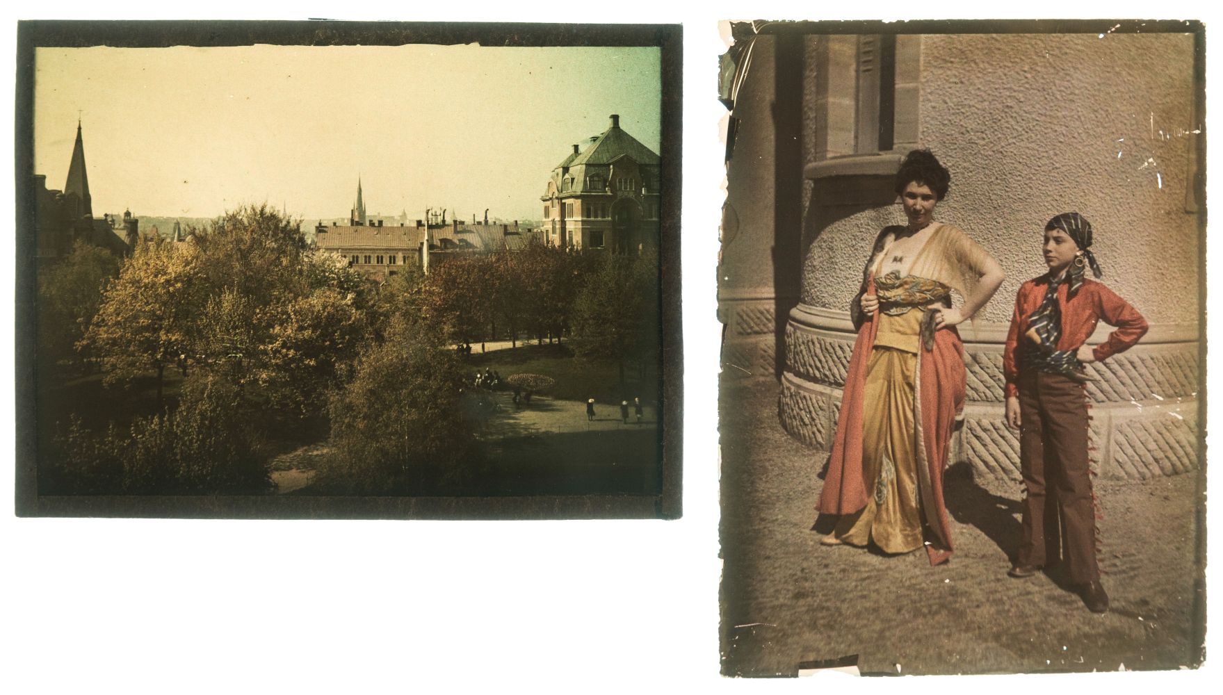 Autochromes. A group of 3 quarter-plate autochromes, early 20th century