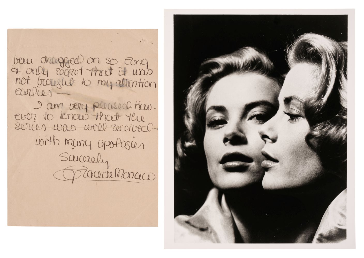 Kelly (Grace Patricia, 1929-1982).Autograph Letter Signed, 'Grace de Monaco', Paris, 13 October
