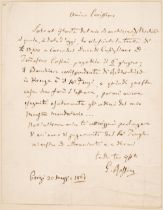 Rossini (Gioachino Antonio, 1792-1868). Autograph Letter Signed, 'G. Rossini', Paris, 20 May 1861