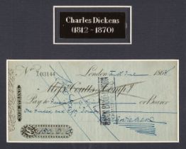 Dickens (Charles, 1812-1870). Document Signed, 'Charles Dickens', London, 10 June 1868