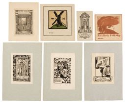 Bookplates. Collection of approximately 120 bookplates, late 19th & early 20th-century