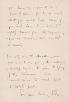 Ruskin (John, 1819-1900). Autograph Letter Signed with initials 'J. R.', Venice, 13 May 1869