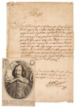Mazarin (Jules, 1602-1661). Letter Signed, 'Il Card. Mazarini', Paris, 26 January 1642