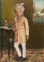 Bhuj (Chatar, 1895-1975). Portrait of an Udaipur prince, c. 1950