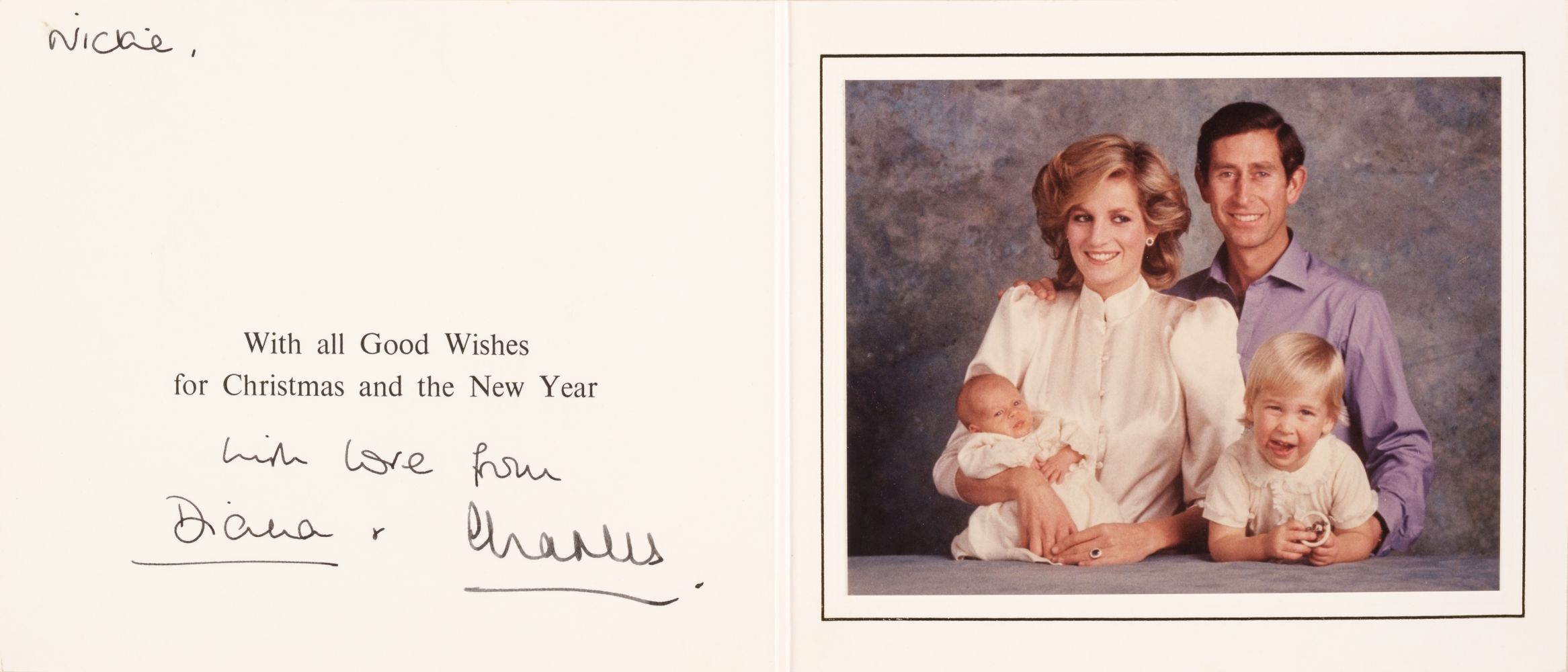 Charles & Diana, Prince & Princess of Wales. A signed Christmas Card, [1984]