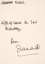 Diana, Princess of Wales. A signed Birthday Card, [1992]