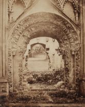 English School. A large-format toned albumen print of church cloisters, 1850s