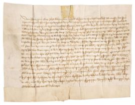 Medieval Derbyshire Deed. Grant, 5 October 1463, vellum deed in Latin