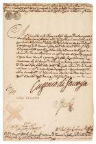 Prince Eugene of Savoy (1663-1736). Document Signed, 'Eugenio di Savoya' as Governor of Milan