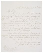 Wellesley (Arthur, 1769-1852). Autograph Letter Signed, ‘Wellington’, 15 January 1839