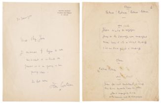 Cocteau (Jean, 1889-1963). Unpublished Autograph Manuscript (unsigned)