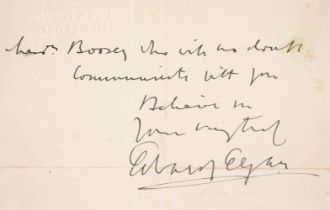 Elgar (Edward, 1857-1934). Autograph Letter Signed, 'Edward Elgar', 13 July 1904