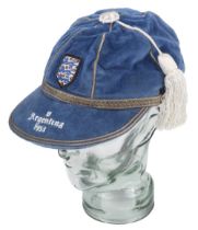 England Football cap. England v Argentina, 1953
