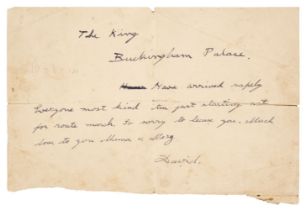 Edward VIII (1894-1972). Autograph Telegram Signed, 'David' [?10 August 1914]