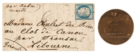 Siege of Paris Ballon Monté cover. Le General Faidherbe, 13 January 1871, folded letter