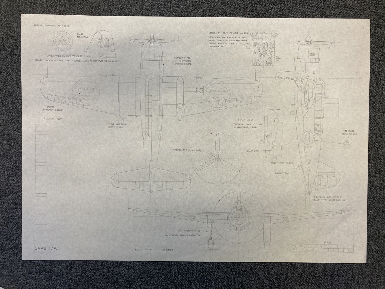 Aircraft Technical Diagrams. Technical drawings & printed diagrams of aircraft, late 20th c. - Image 2 of 3