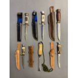 Various sheath knives, mostly Scandinavian