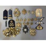 Military cap badges, including WWII RAF cap badges, RAF buttons