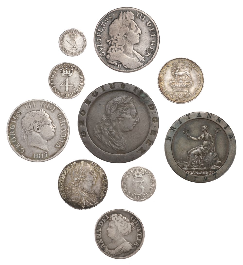 William and Mary (1688-1694). Fourpence 1689 and other coins