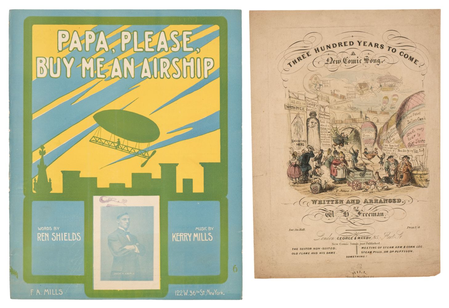 Sheet Music. Approx. 100 pieces of sheet music with an aviation theme, lmid 19th-early 20th c. - Image 5 of 17