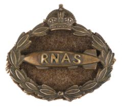 Royal Naval Air Service. WWI period brass cap badge