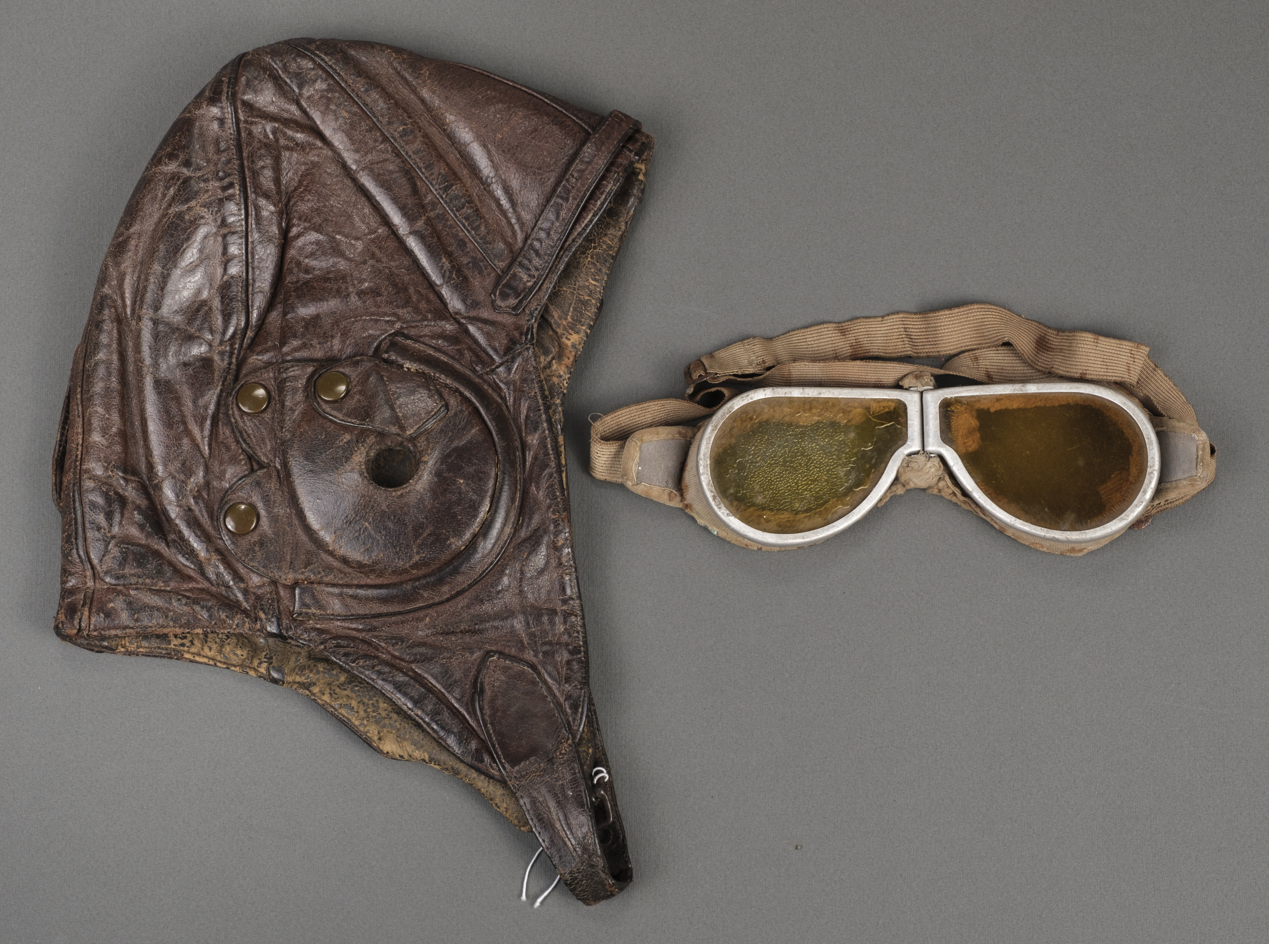 Aviation Apparel. Interwar Flying Helmet and Goggles, circa 1930s