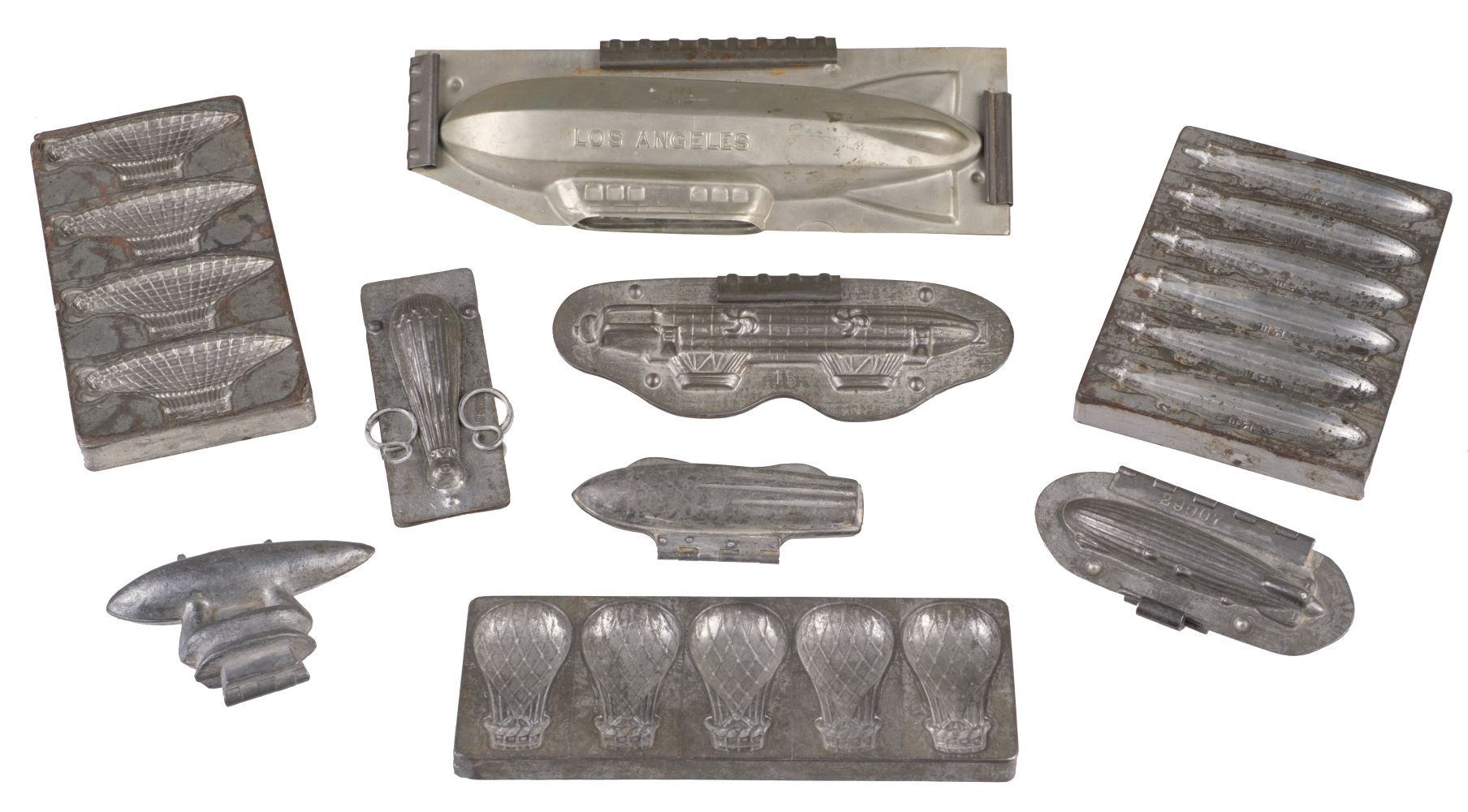 Airship Moulds. An Edwardian alloy airship chocolate mould, circa 1900