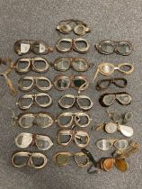 Flying Goggles. A large collection of WWII RAF flying googles (for spares and repairs)