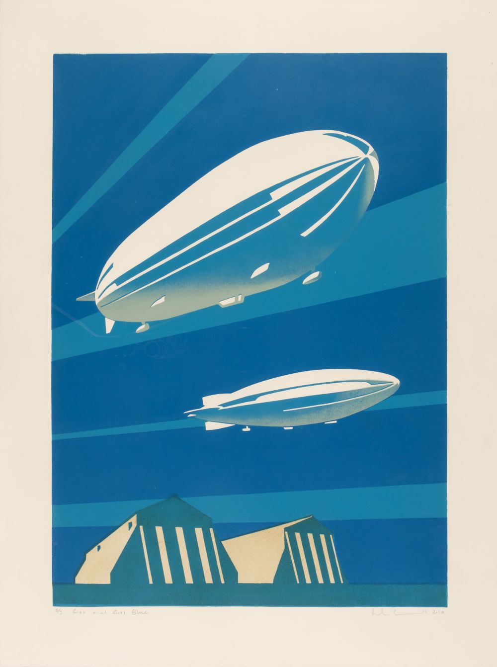 Cathedrall (Paul, 1967 -). R100 and R101 Blue, linocut printed in colours