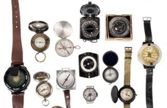 Compasses. A WWII German Luftwaffe wrist compass,