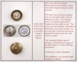 Escape & Evasion. A WWII Parachute Regiment brass escape button compass