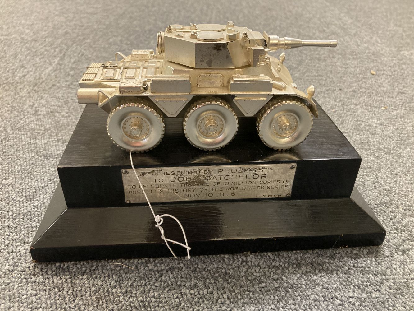 Bader (Douglas). A silver desktop model, Garrard & Co Ltd, London 1971, British Saladin armoured - Image 4 of 6