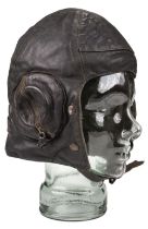 Flying Helmet. WWII Battle of Britain period B Type flying helmet, circa 1940