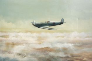 Pears (Dion, 1928-1985). Unmarked Spitfire of the Photographic Reconnaissance Unit, oil on canvas