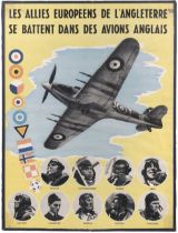 WWII. Hawker Hurricanes for Allied Aviators propaganda poster, circa 1940
