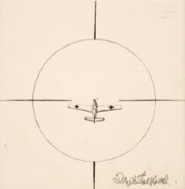 Shepherd (David, 1931-2017). Messerschmitt 109E in the reflector sight, pen and ink