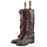 WWI Boots. A pair of WWI brown leather officer's boots