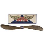 Avro Motor Club. A propeller-mounted car badge and framed logo, circa 1930s-40s