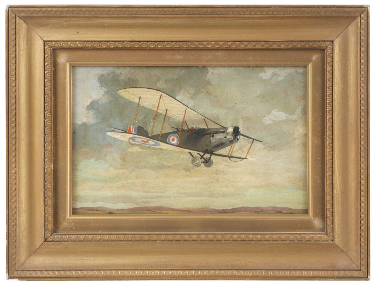 Royal Flying Corps. A pair of WWI oil paintings, Sopwith Camel & R.E.8. - Image 2 of 2