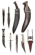 Knives. A 19th century Indian katar and other knives