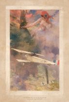 Aviation Print. Les Gloires de L'Aviation Francaise, Guynemer Victorious, circa 1918