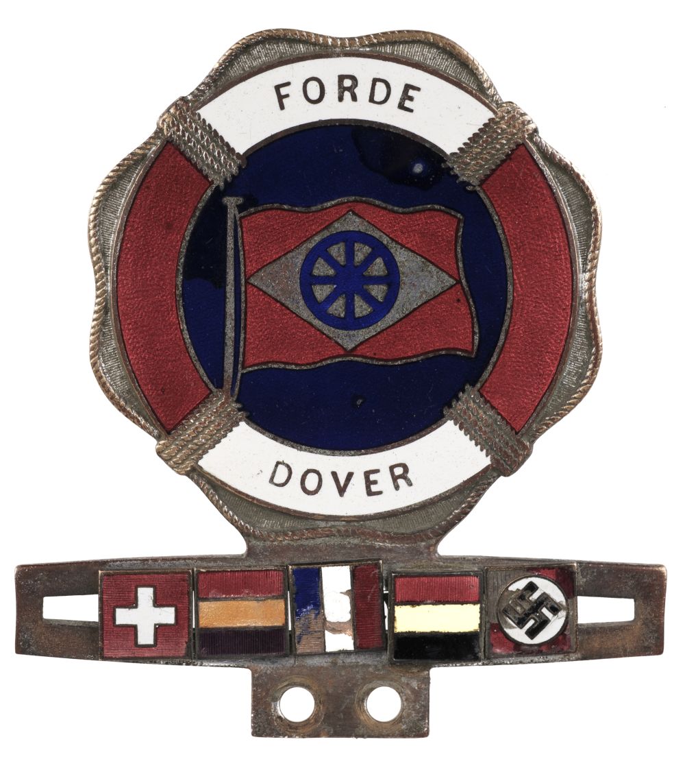 Pre-war Travel 'Forde-Dover' Ferry Club car badge, circa 1930s