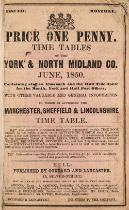 York & North Midland Co. timetables. A volume containing 29 railway timetables, June 1850-Dec 1853