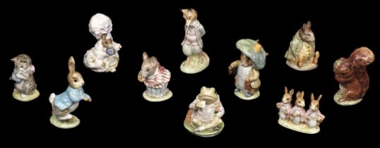 Beswick. Beatrix Potter figures, each with Beswick gold circle backstamp, issued 1948-1954