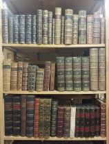 Bindings. 57 volumes of mostly 19th century gilt decorated leather bindings